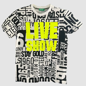 United Colors of Benetton Boy's Graphic T-Shirt White & Black, NWOT-8-9 year old